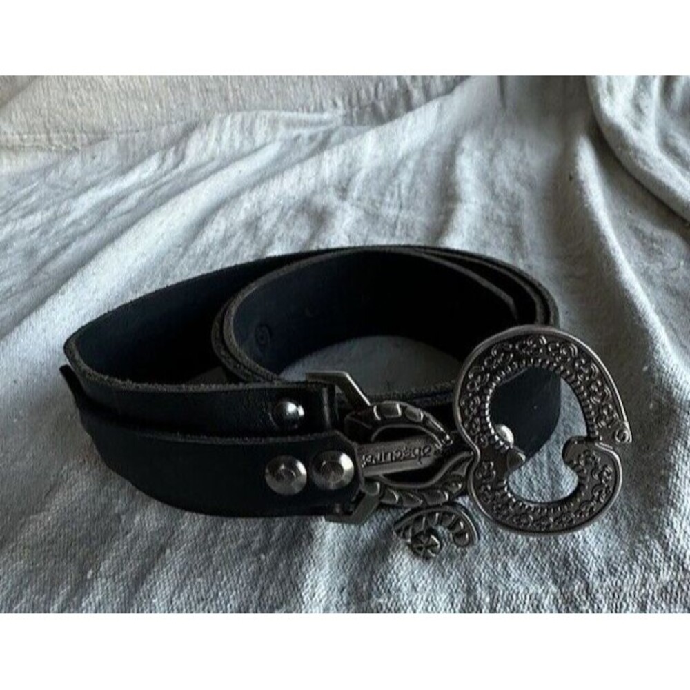STUNNING UNISEX Obscure Belt Mechanical Fractal Black LEATHER SZ 34-40 INCH